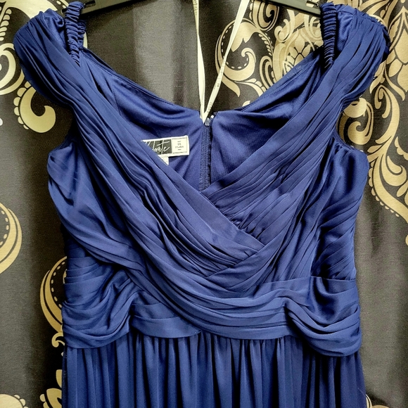 Crisscross Off the Shoulder Mesh Bridesmaid Marine - Picture 4 of 7